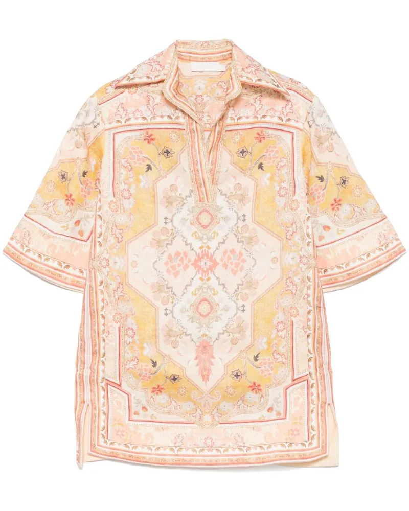 Zimmermann Wylie gedruckte Leinentunika Beige