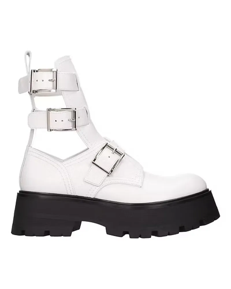 Alexander McQueen Leder -Knöchelstiefel Weiß