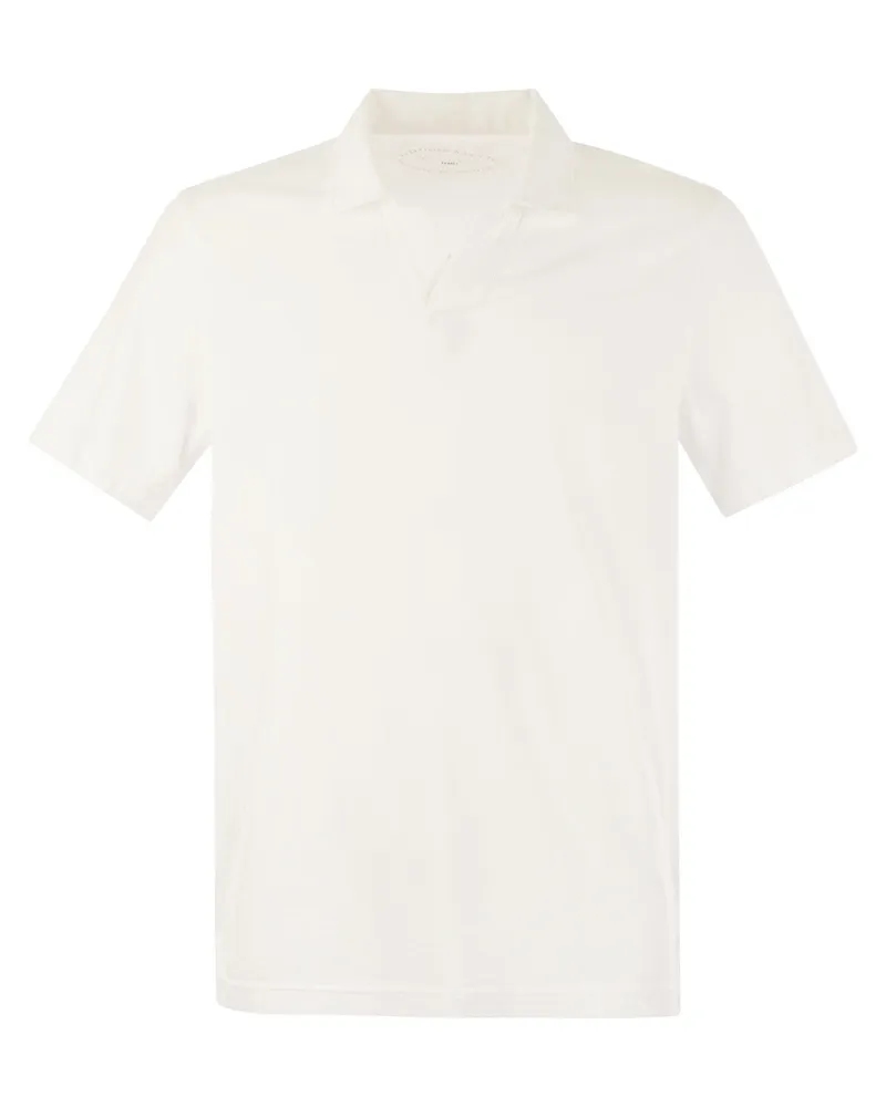 Fedeli Baumwollpolo -Hemd mit offenem Kragen White