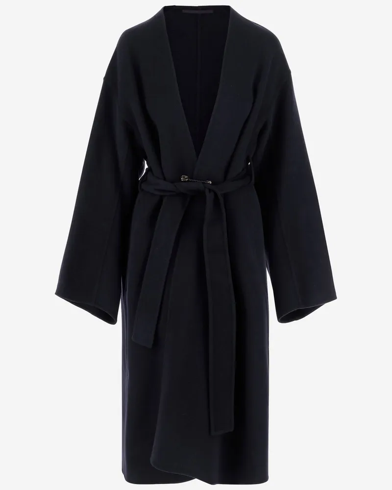 Carven Wolle und Kaschmir Wickelmantel Blue