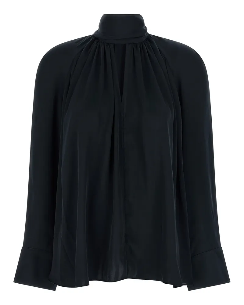 ROTATE Birger Christensen Drehen Sie die Bluse „Satin Bow“ von Birger Christensen Blue
