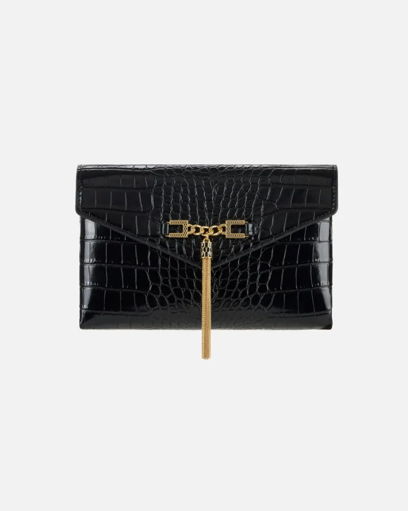 Elisabetta Franchi Schultergurt mit Groumette -Kette Black