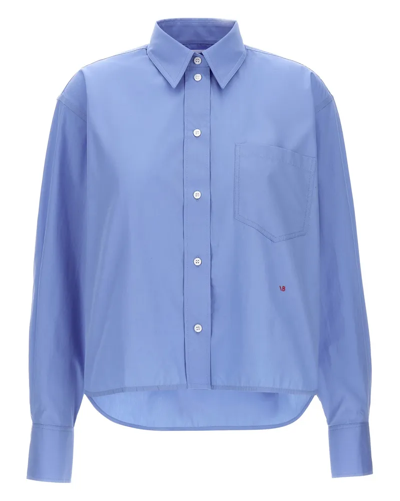 Victoria Beckham Cropped Hemd mit Logo -Stickerei Light