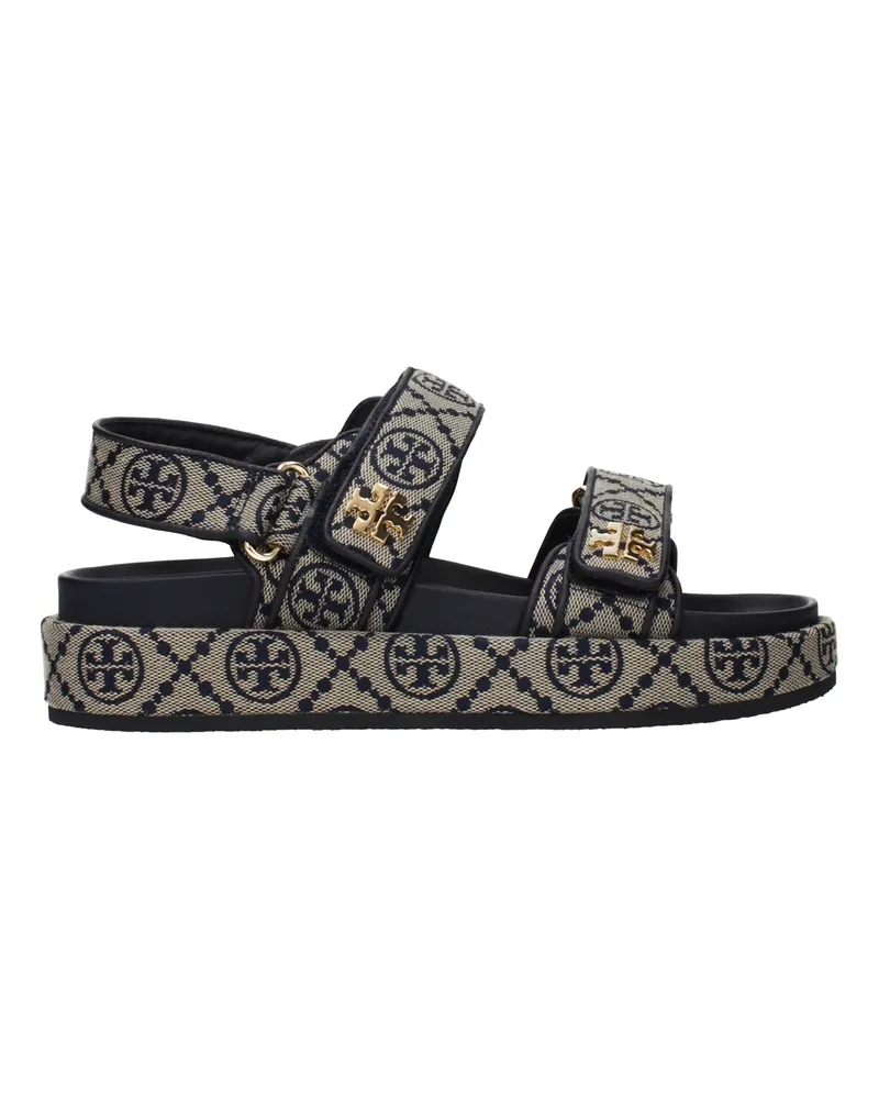 Tory Burch Kira Damens Sandalen aus Stoff in Beige/Marineblau -