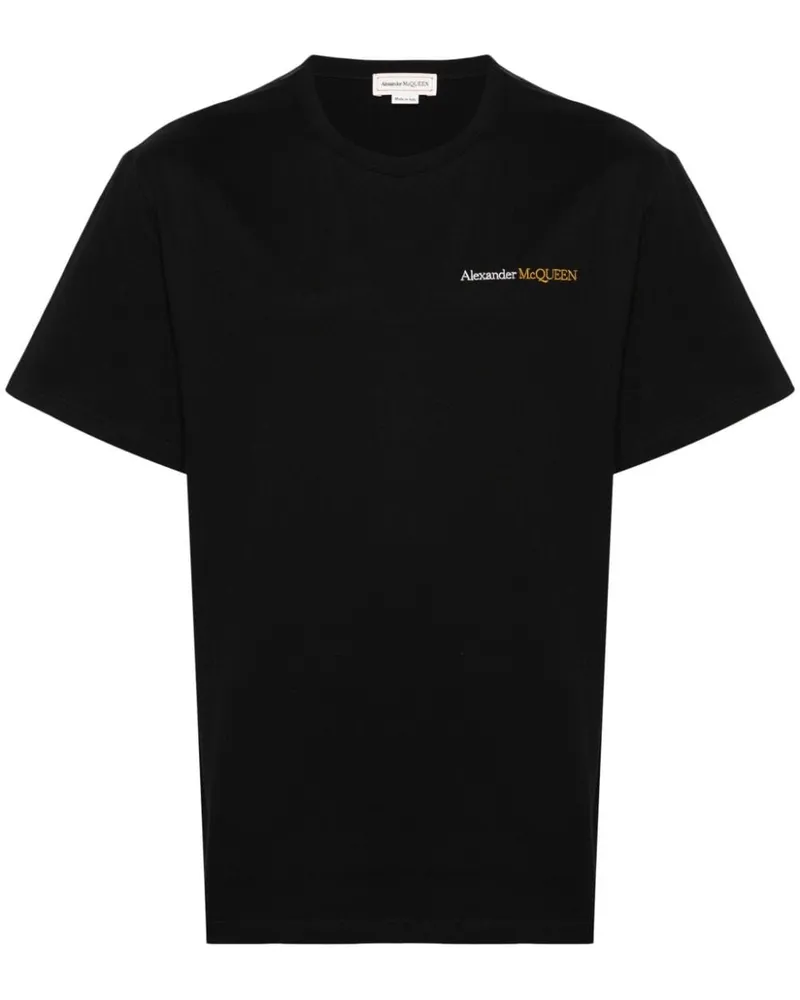 Alexander McQueen Alexander MC Queen Logo Baumwoll -T -Shirt Black