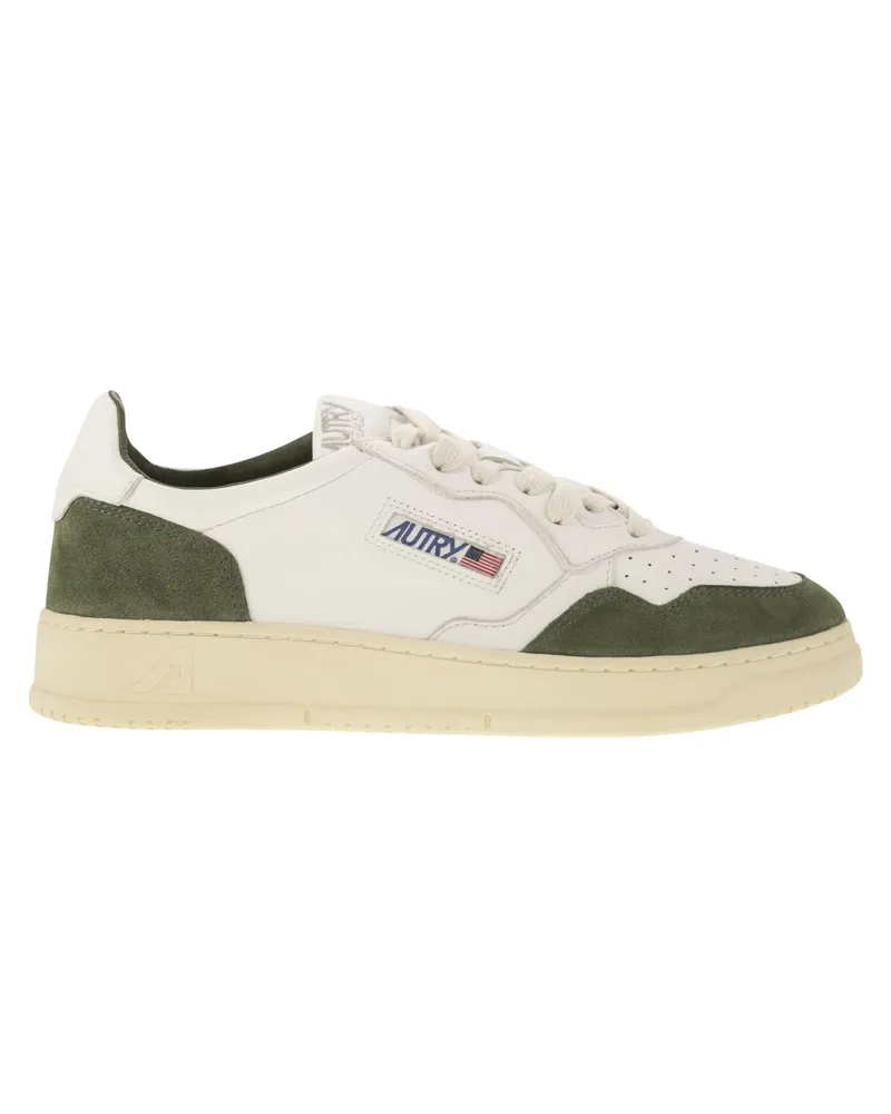 AUTRY Medaillengewinner niedriger Turnschuhe in Ziegenleder und Wildleder White