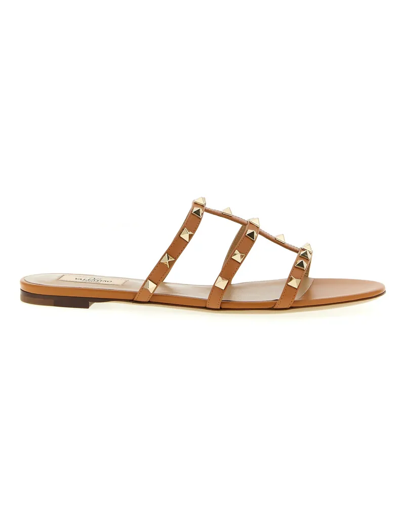 Valentino Garavani Valentino Garavani „Rockstud“-Slides Beige