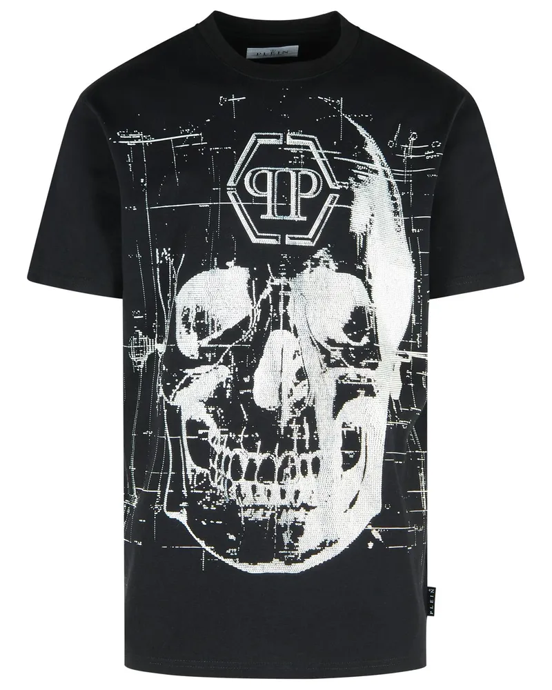 Philipp Plein schwarzer Baumwoll -T -Shirt Black