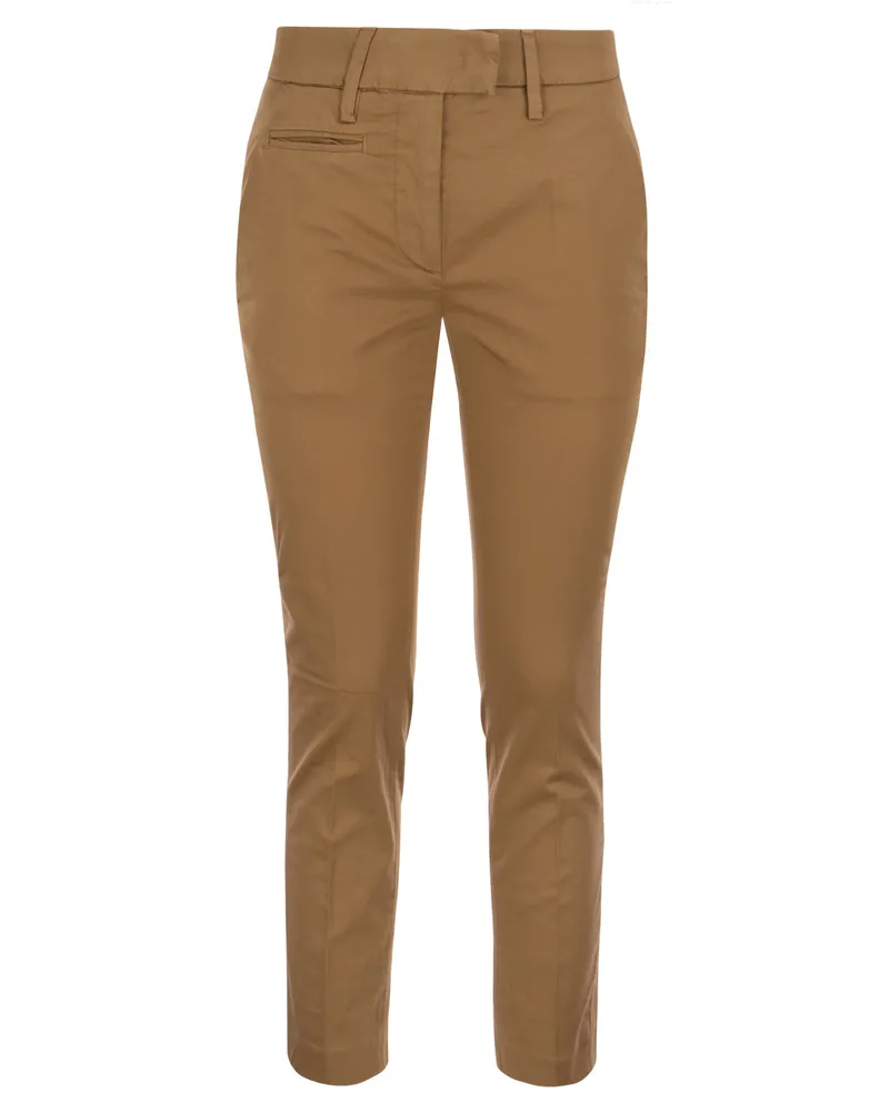Dondup Perfect Slim Fit Cotton Gabardine Hosen Haselnuss