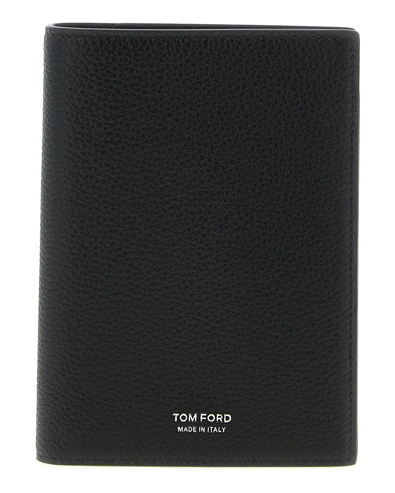 Tom Ford Reisepasshülle aus gehämmertem Leder Black