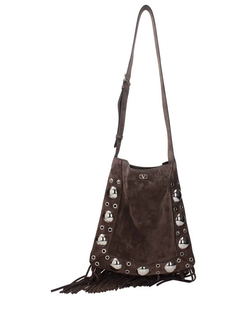 Valentino Garavani Herrens Nellcôte Umhängetasche Braun/Wildleder Moor Head -