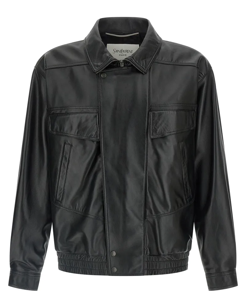 Saint Laurent Leder-Bomberjacke Black
