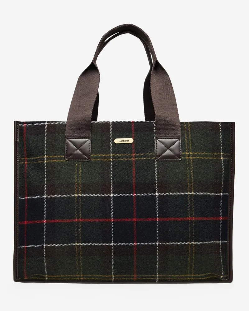 Barbour Turnberry Tote Bag In Wool Blend With Check Pattern Red
