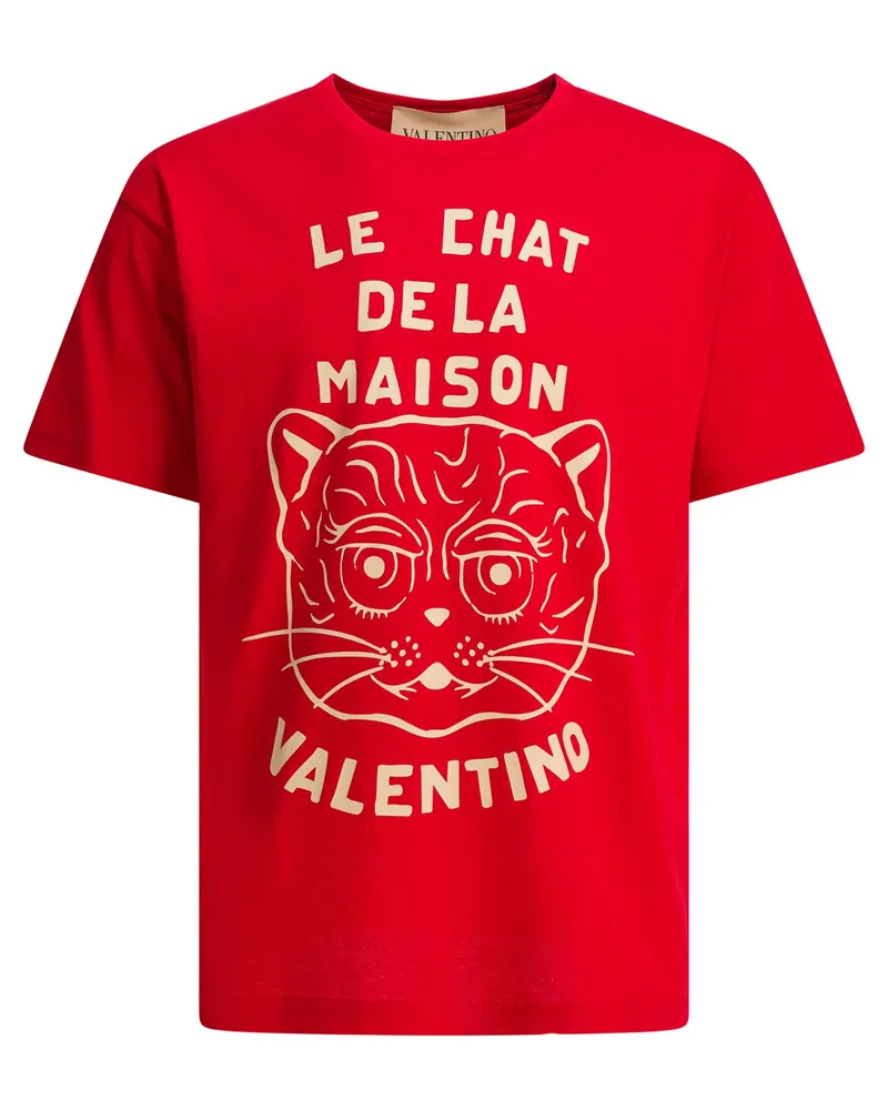 Valentino Garavani Le Chat De La Maison“ T-Shirt Red