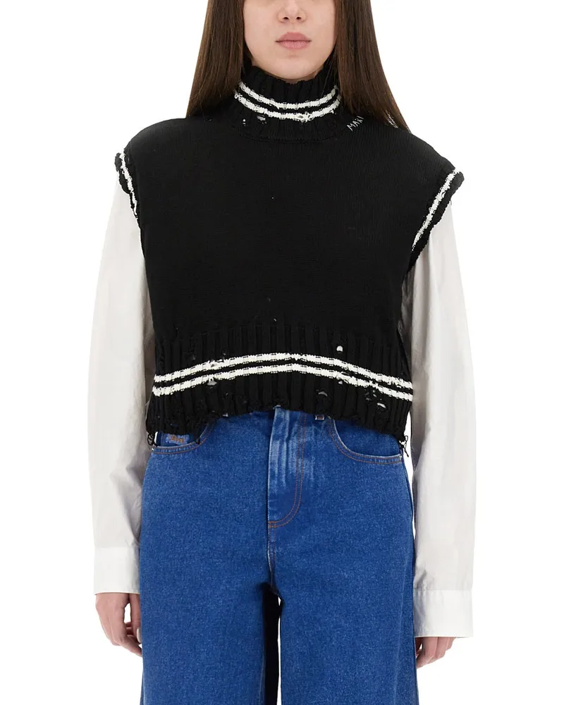Marni kurze Baumwollweste Black