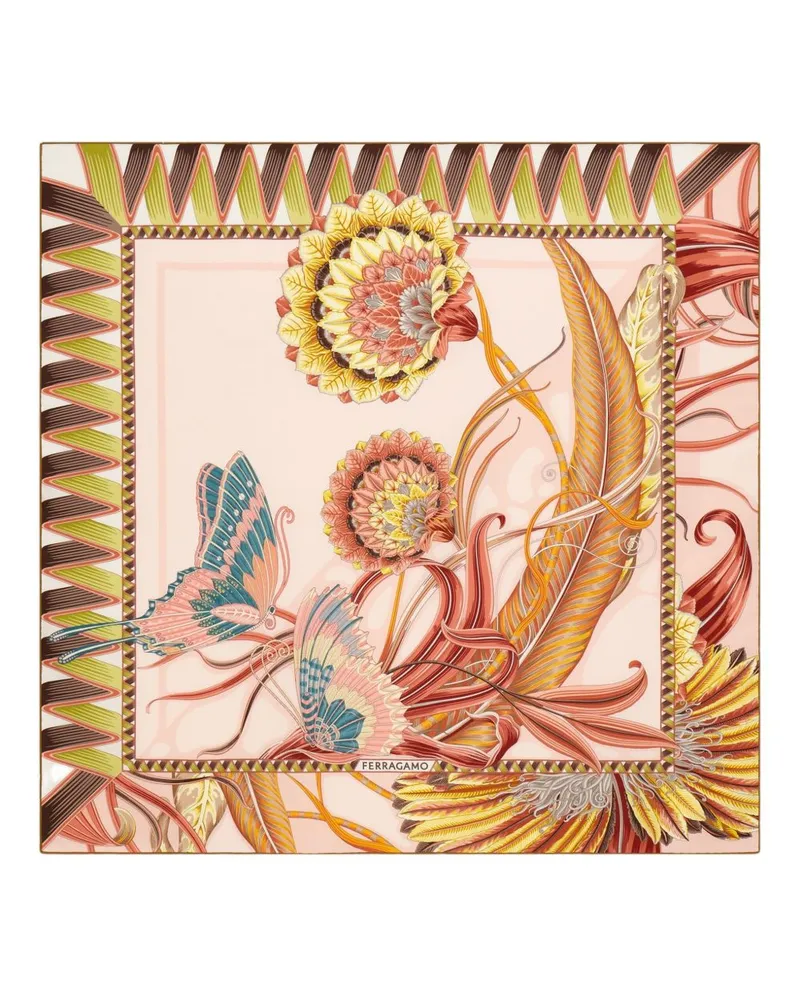 Ferragamo bedrucktes Seide Foulard Pink