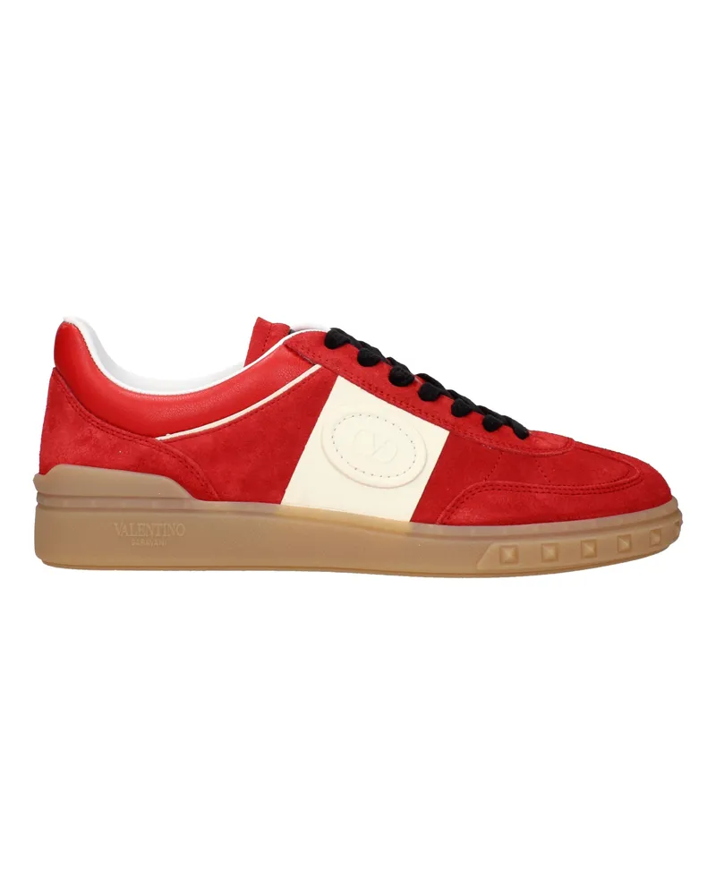 Valentino Garavani Herrens Wildleder-Sneakers Rot/Elfenbein -