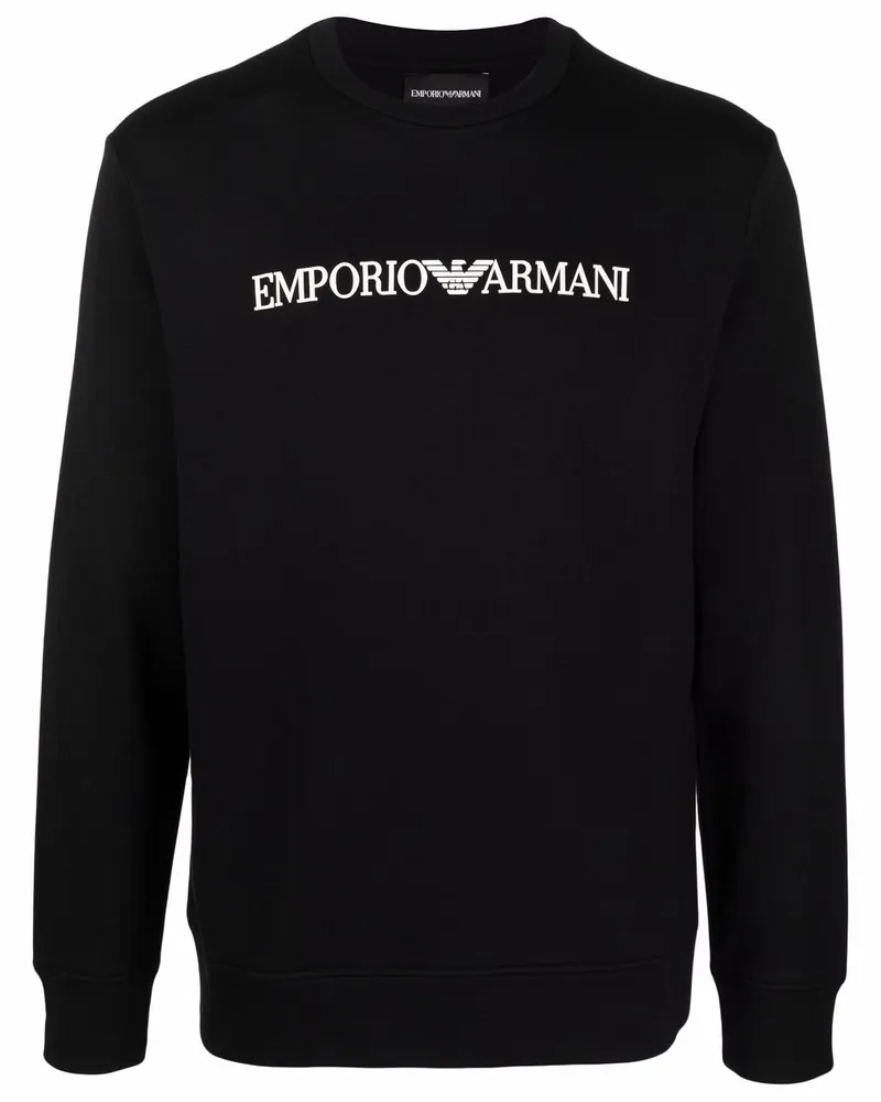 Emporio Armani Cotton Blend Crewneck Sweatshirt Black