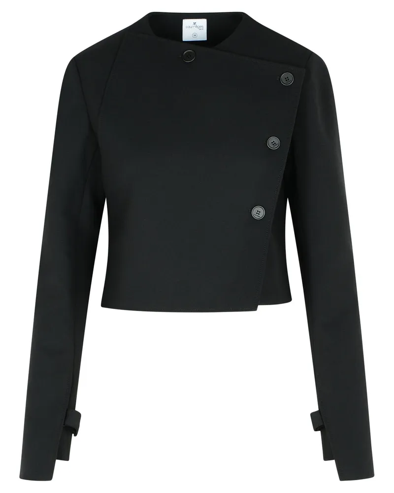 Courrèges Courreves 'schräge' schwarze Wollmischjacke Black