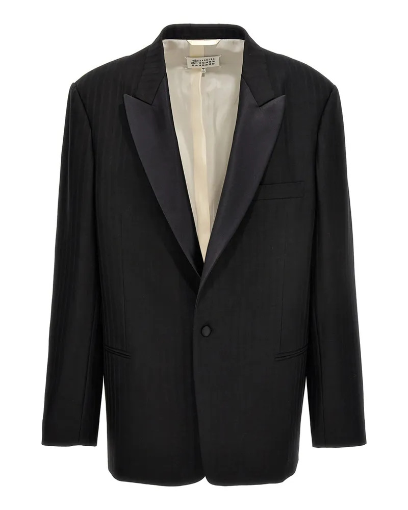 Maison Margiela Striped Single Breast Blazer Jacke Black