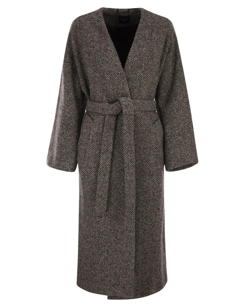 Weekend Max Mara Wochenende Maxmara Zenica Wolle Tweed -Dressingmantel Black