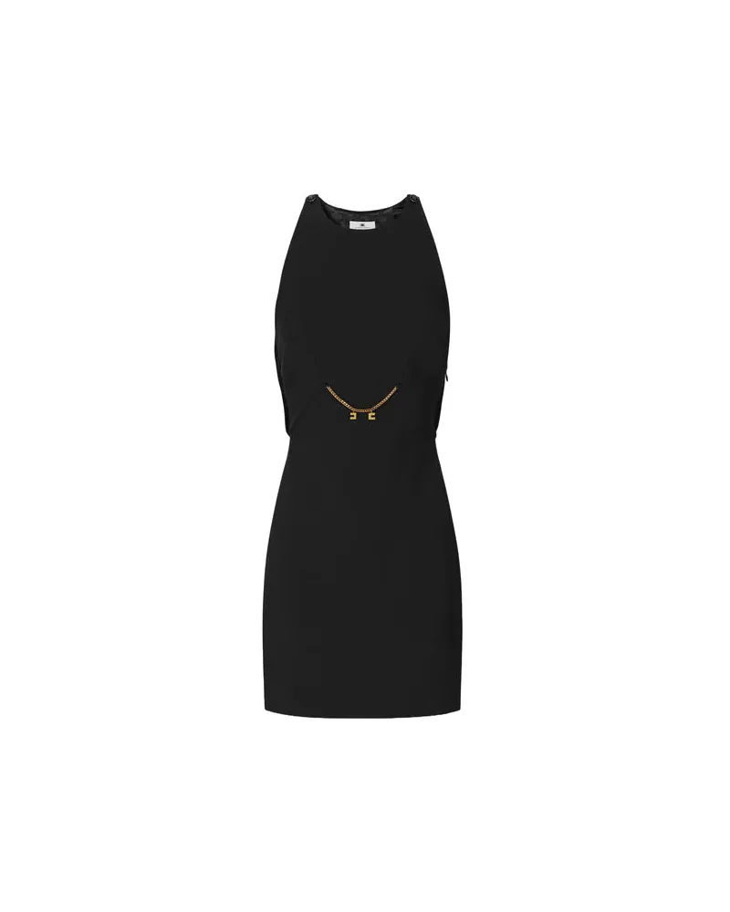 Elisabetta Franchi Double Crepe und Georgette Kleid Black