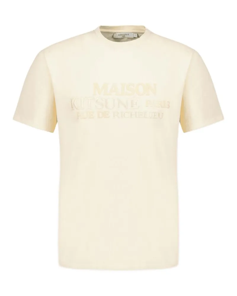 Kitsuné Paris T -Shirt Maison Kitsuné Creme Baumwolle White