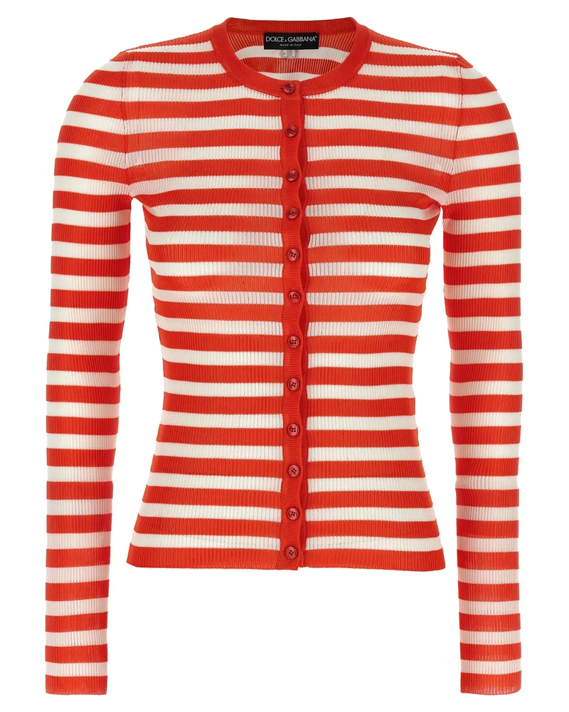 Dolce & Gabbana Striped Viscose Cardigan Orange
