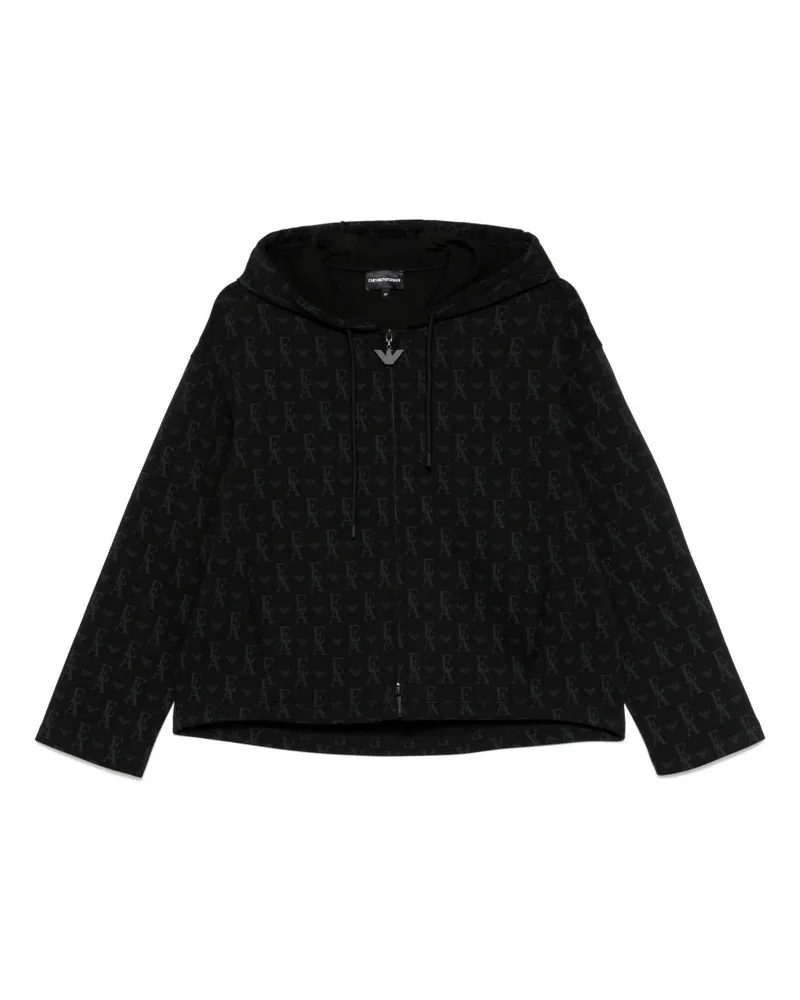 Emporio Armani Allover Logo Hoodie Black
