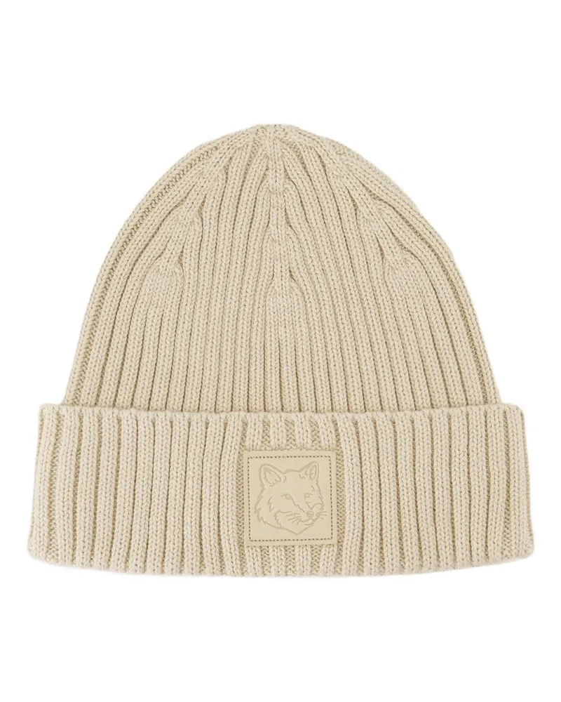 Kitsuné Kühne Fuchskopf Beanie  Baumwoll weiß Weiß