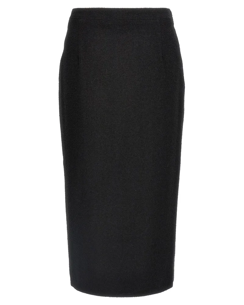 Alessandra Rich Midi Tweed Bouclé Rock Black