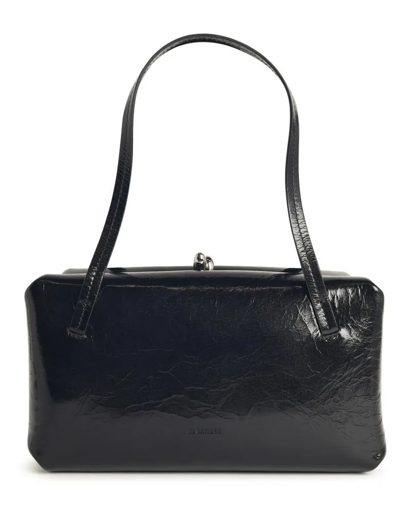 Jil Sander Small 'Goji Kissen' schwarzer Lear -Tasche Black