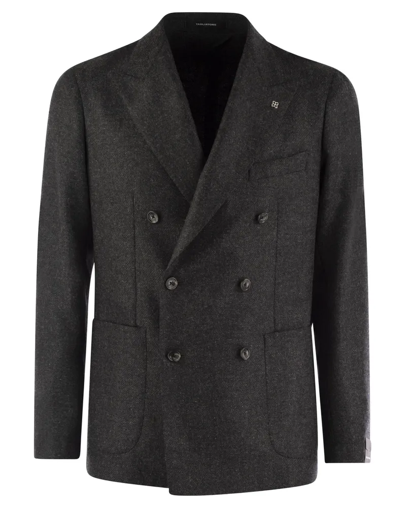 Tagliatore Wolle und Kaschmir -Doppelbrustjacke Anthracite