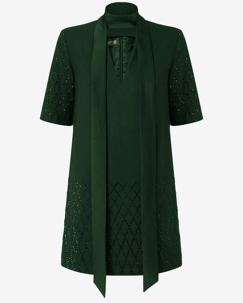 Pinko T -Shirt -Kleid mit Strasssteinen Green