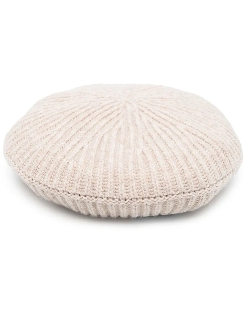 Ganni gerippter Wollhut Beige