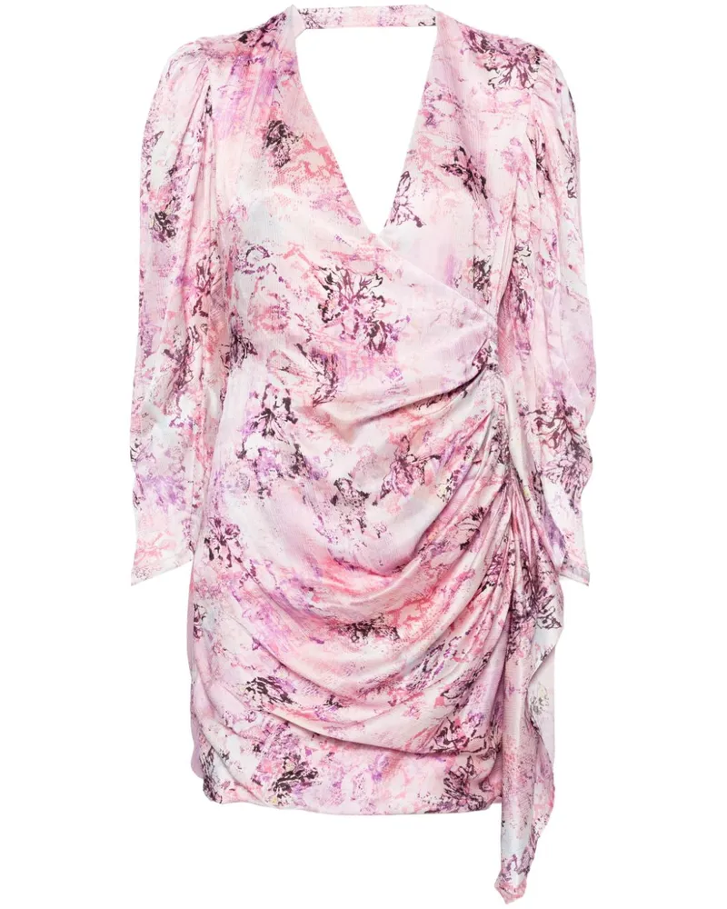 IRO Blumendruck Seide Kurzkleid Pink