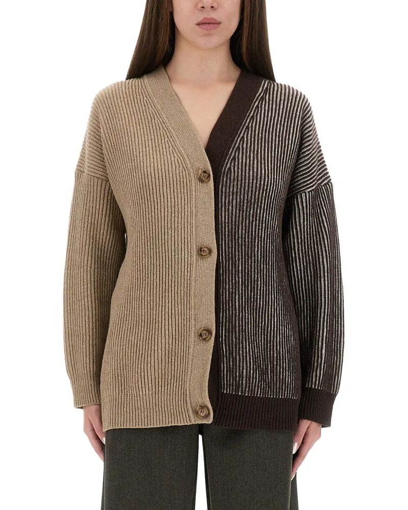 Moschino Moschino -Jeans -Strickjacke mit Inlay -Logo Brown