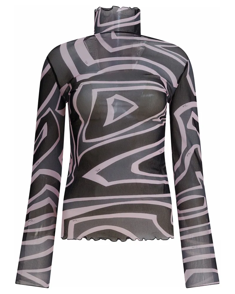 Emilio Pucci T-Shirt aus Tüll mit -Labirinto-Print Black