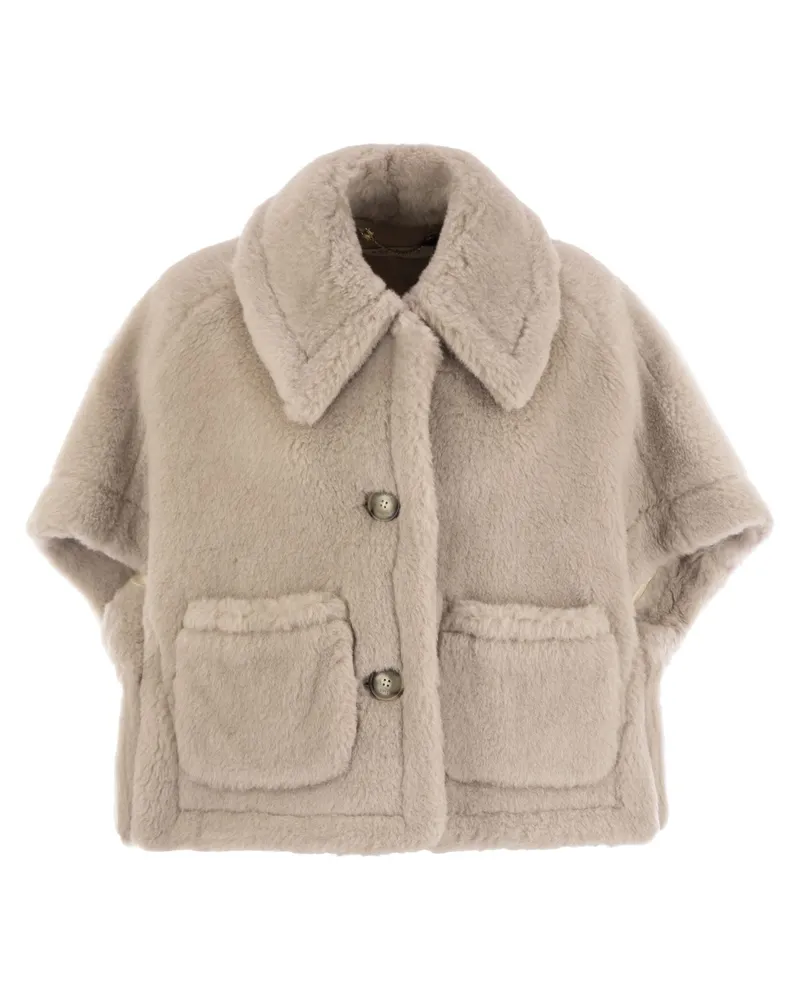 Max Mara Newterzo1 Teddy Hood aus Alpaka und Wolle Beige