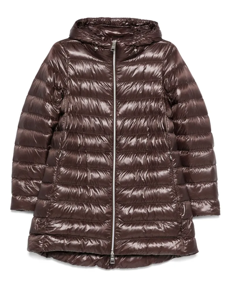 Herno eine Form Midi Down Jacke Brown