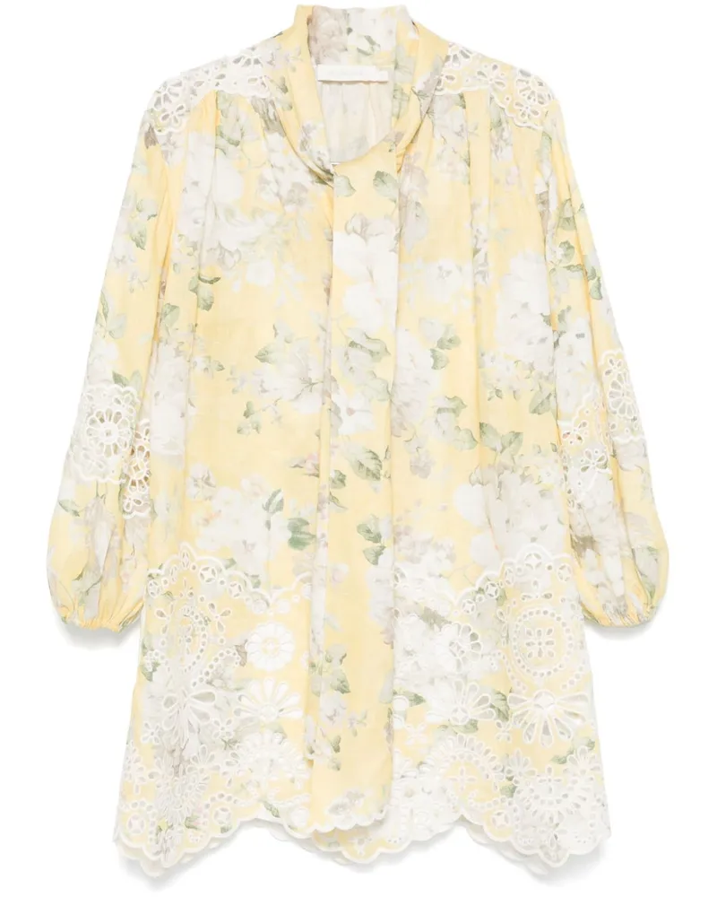 Zimmermann Acacia Leinen Mini -Kleid Yellow