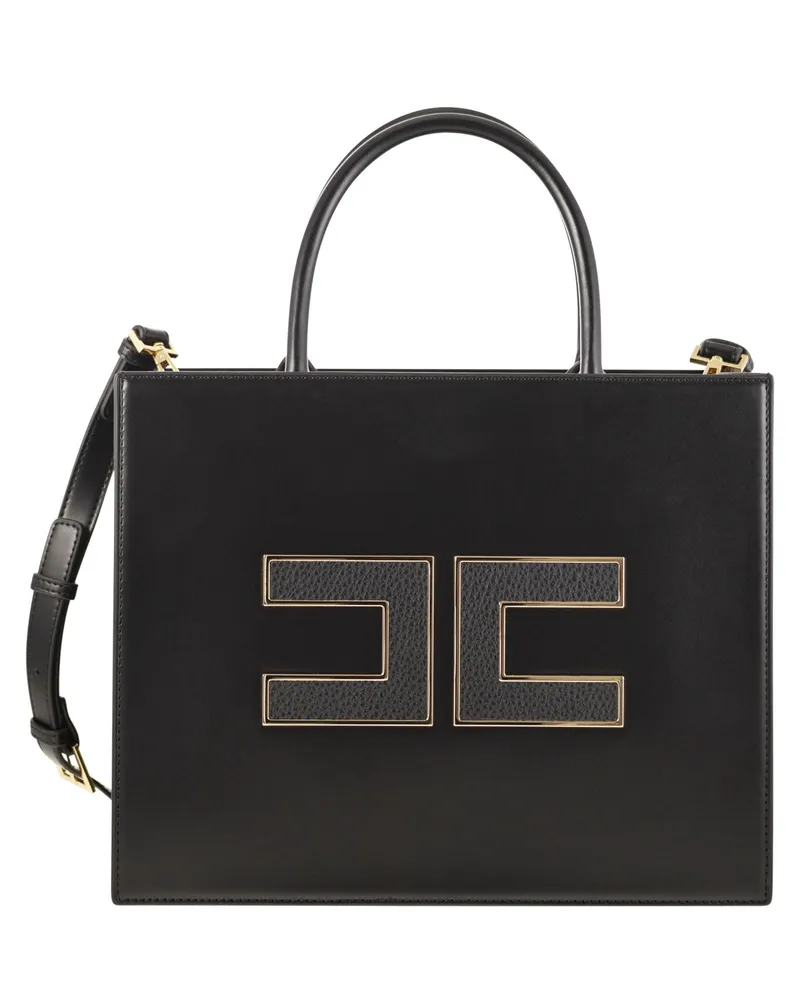 Elisabetta Franchi Große Tragetasche mit Logo Black