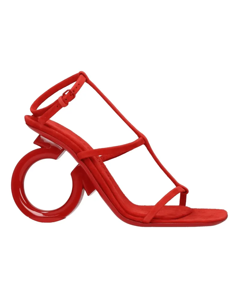 Ferragamo Elina Damens Sandalen aus rotem Wildleder/Flamme -