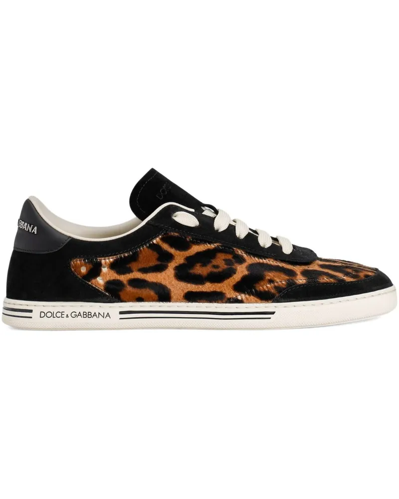 Dolce & Gabbana Saint Tropez Leichte Leder -Turnschuhe Brown
