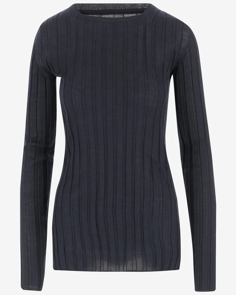 Carven gerippte Wolle und Seidenpullover Black