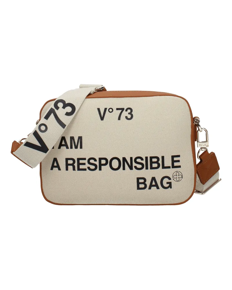 V°73 Umhängetasche Responsability Bis Damen Polyester Beige/Leder -
