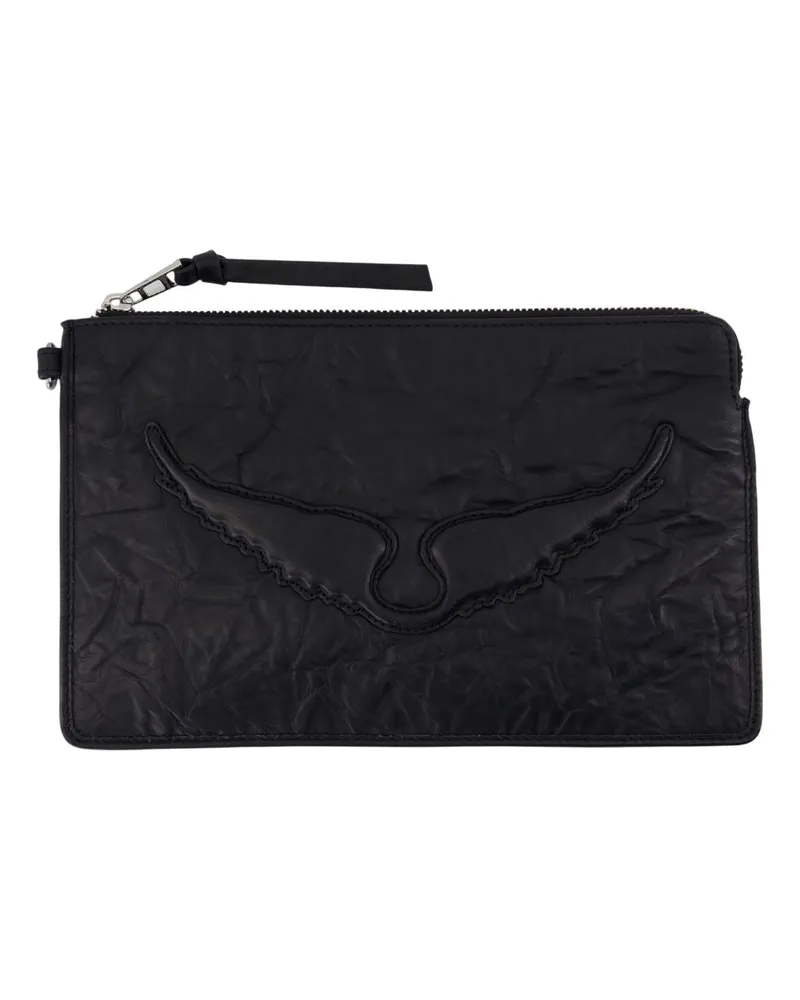 Zadig & Voltaire Angel Pouch  Leder schwarz Schwarz