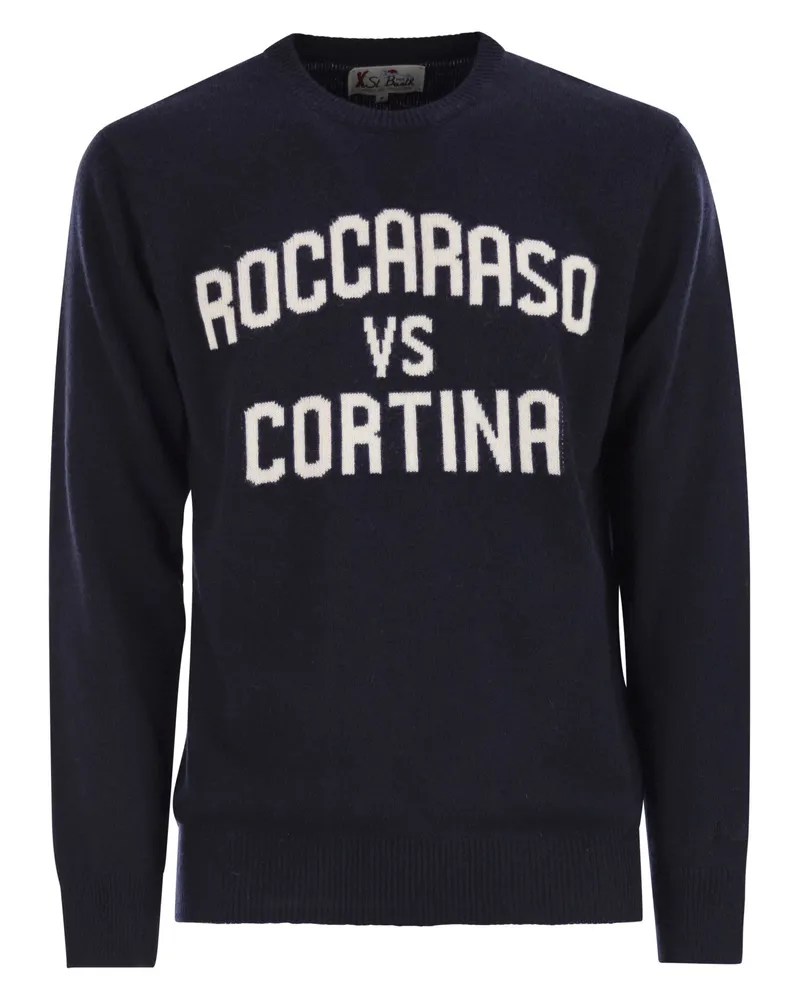 MC2 Saint Barth Heron Crew Neck -Pullover mit Stickerei auf der Vorderseite Blue