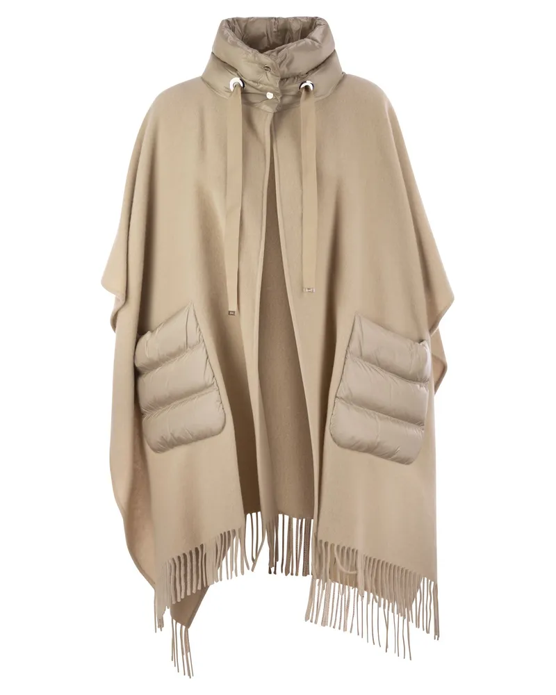 Herno Poncho Resort In Warmy E Nylon Ultralight Beige