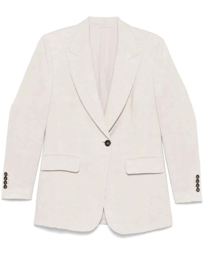 Brunello Cucinelli Leinen Single Breasted Jacke Beige